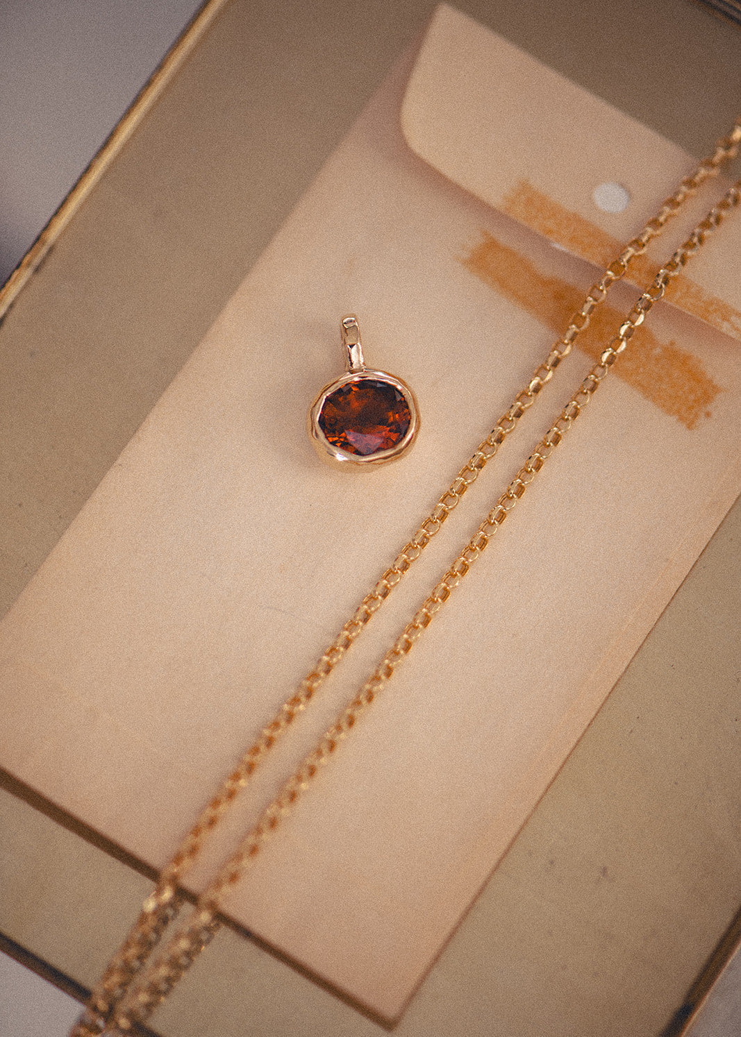 Aurum Pendant in Red Orange Tourmaline (One of One)