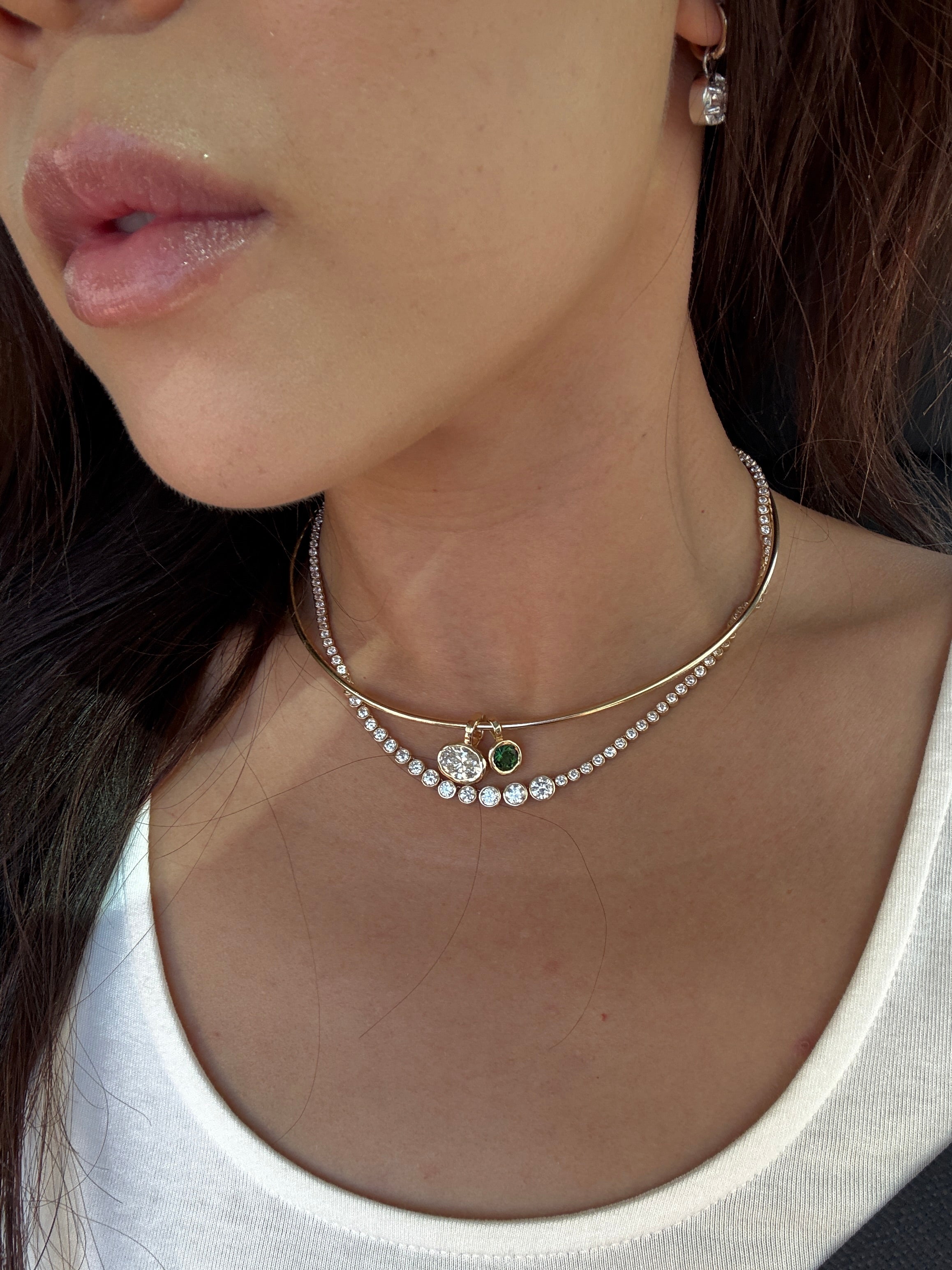 Petite Aurum Pendant in Dark Green Tourmaline