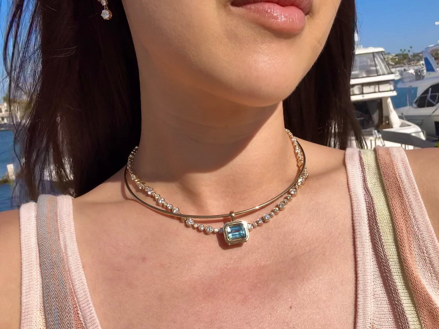 Helios Pendant in Aquamarine