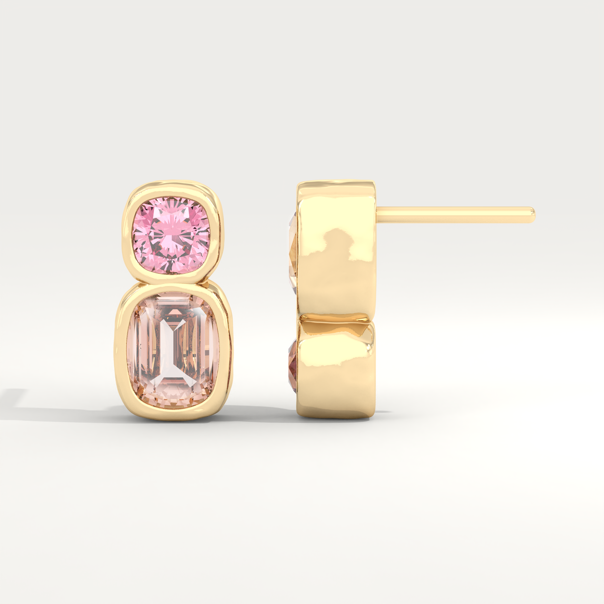 Aurum Earrings in Pink Spinel & Peach Tourmaline (One of One)